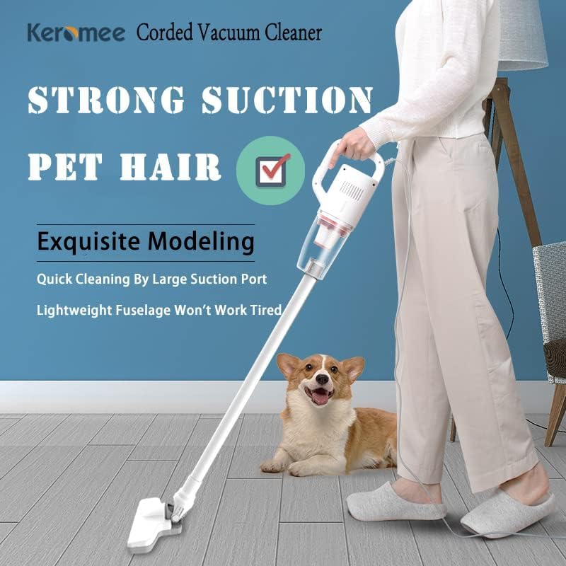 Keromee  Vacuum Cleaner:BX-216, Corded Handheld Vacuum Cleaner Mini Electric Broom for Pet Hair Hardwood Floor Cat Litter Carpet Cleaning (16ft-Cord)