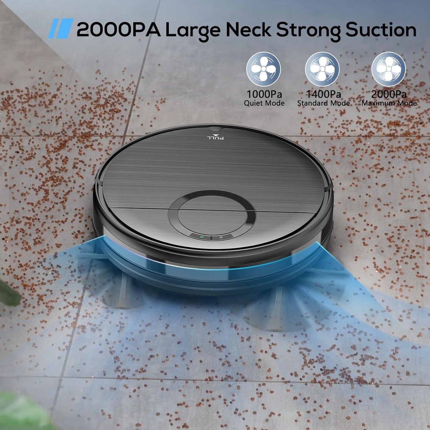 Robot Vacuum and Mop Combo, 2 in 1 Mopping Robot Vacuum Cleaner with Schedule, Wi-Fi/App/Remote, 2000Pa Max Suction, Self-Charging Robotic Vacuum, Slim, Ideal for Hard Floor, Pet Hair, Low-Pile Carpet